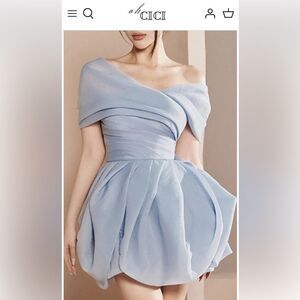Oh Cici One Shoulder Ruched Mini Dress Light Blue Sz XS-S  NWT